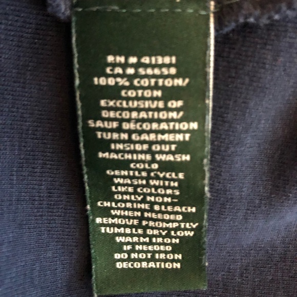 Lauren Ralph Lauren Large Long Sleeve Shirt Navy Blue Brown Faux Suede Accents - Picture 6 of 8